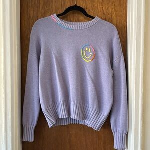 Starch Cashmere Smiley Crewneck Pullover - Purple - xs